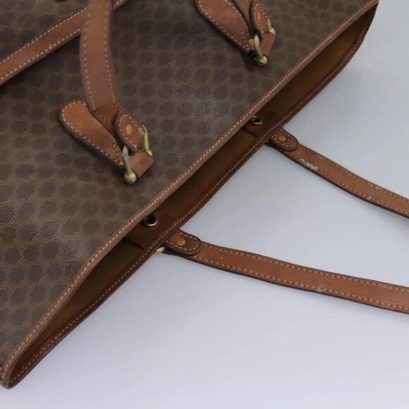 CELINE Macadam Canvas Tote Bag Brown Gold Auth 124118 - Picture 7 of 14